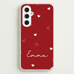 Red Hearts And Outlines Personalised Name  - Personalised Phone Case for Galaxy S23FE