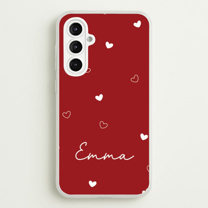 Red Hearts And Outlines Personalised Name  - Personalised Phone Case for Galaxy A16