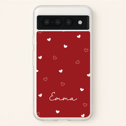 Red Hearts And Outlines Personalised Name  - Personalised Phone Case for Google Pixel 7 Pro