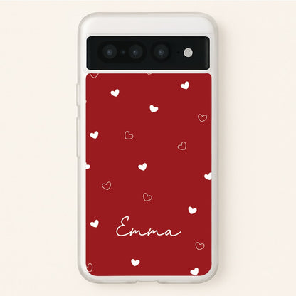 Red Hearts And Outlines Personalised Name  - Personalised Phone Case for Google Pixel 7 Pro