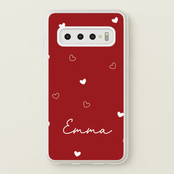 Red Hearts And Outlines Personalised Name  - Personalised Phone Case for Galaxy S10 Plus