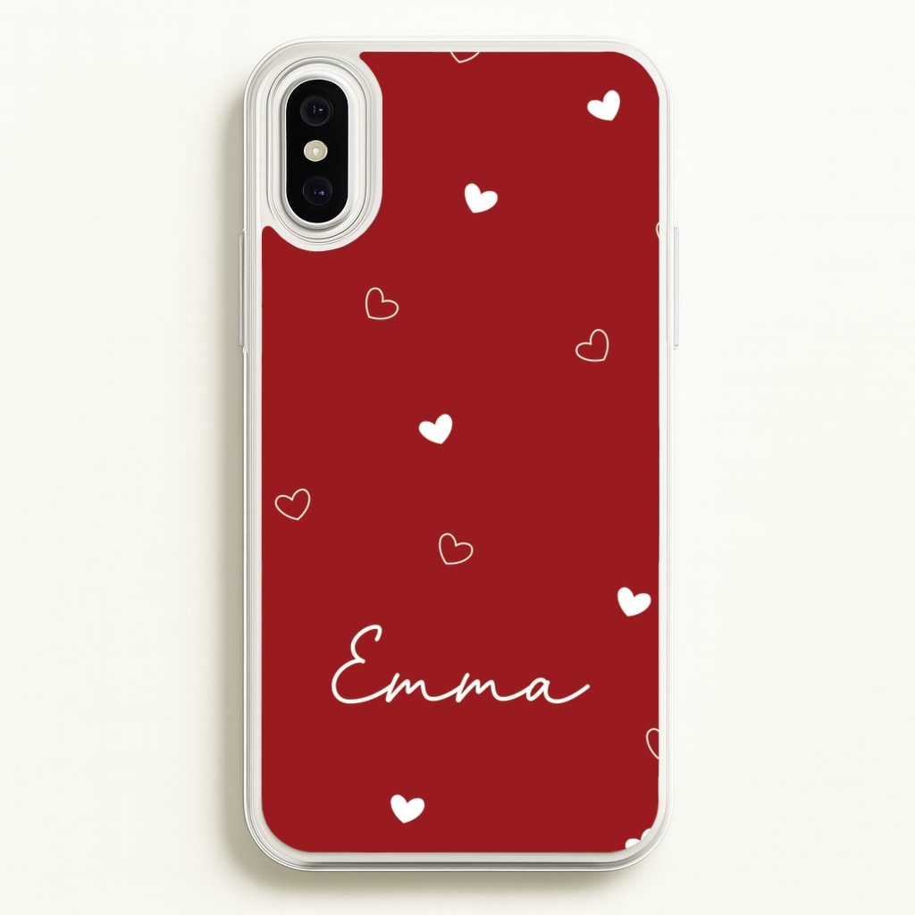 Red Hearts And Outlines Personalised Name  - Personalised Phone Case for iPhone XS Max