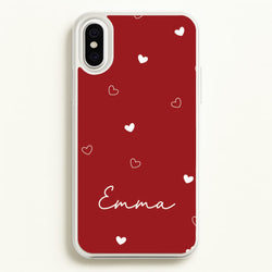 Red Hearts And Outlines Personalised Name  - Personalised Phone Case for iPhone XS Max