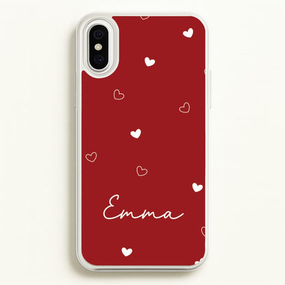 Red Hearts And Outlines Personalised Name  - Personalised Phone Case for iPhone XS Max
