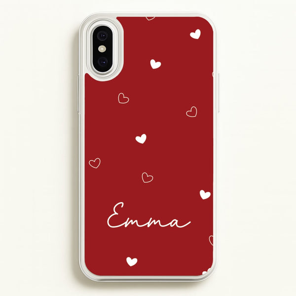 Red Hearts And Outlines Personalised Name  - Personalised Phone Case for iPhone XS Max