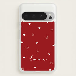 Red Hearts And Outlines Personalised Name  - Personalised Phone Case for Google Pixel 9 Pro XL