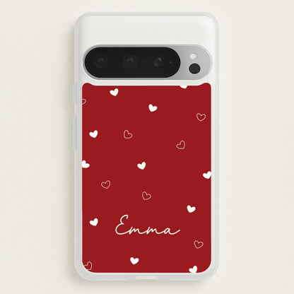 Red Hearts And Outlines Personalised Name  - Personalised Phone Case for Google Pixel 9 Pro XL