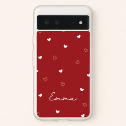 Red Hearts And Outlines Personalised Name  - Personalised Phone Case for Google Pixel 6
