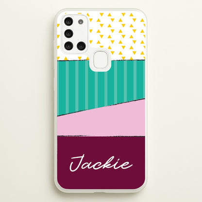 Geometric Patterns Personalised Name  - Personalised Phone Case for Galaxy A21s