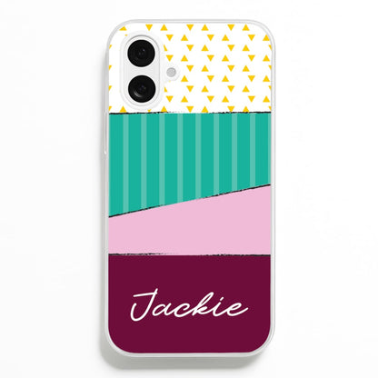 Geometric Patterns Personalised Name  - Personalised Phone Case for iPhone 16 Plus