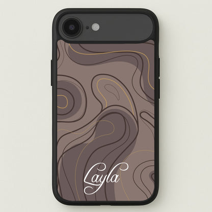 Brown Marble Waves Personalised Name Phone Case for iPhone 17 Air