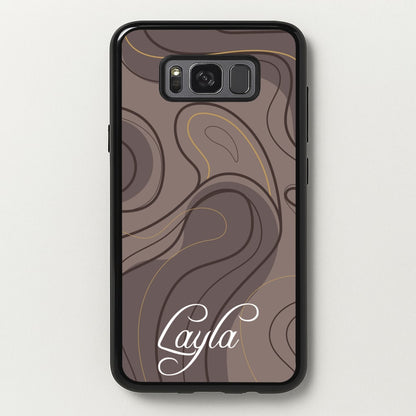 Brown Marble Waves Personalised Name  - Personalised Phone Case for Galaxy S8 Plus