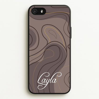 Brown Marble Waves Personalised Name  - Personalised Phone Case for iPhone 5 / 5s / SE 2016