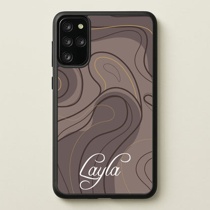 Brown Marble Waves Personalised Name  - Personalised Phone Case for Galaxy S20 Plus