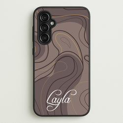 Brown Marble Waves Personalised Name  - Personalised Phone Case for Galaxy A14