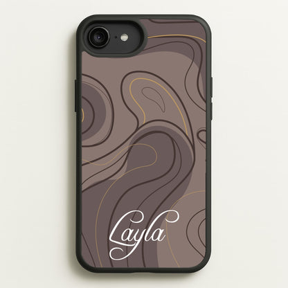 Brown Marble Waves Personalised Name  - Personalised Phone Case for iPhone 6 Plus / 7 Plus / 8 Plus