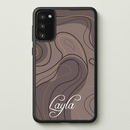 Brown Marble Waves Personalised Name  - Personalised Phone Case for Galaxy S20FE