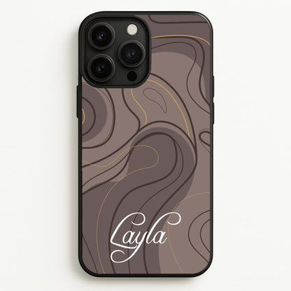 Brown Marble Waves Personalised Name  - Personalised Phone Case for iPhone 13 Pro Max