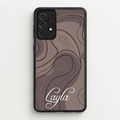 Brown Marble Waves Personalised Name  - Personalised Phone Case for Galaxy A52 / A52s