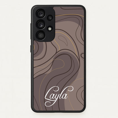Brown Marble Waves Personalised Name  - Personalised Phone Case for Galaxy A53