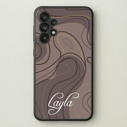 Brown Marble Waves Personalised Name  - Personalised Phone Case for Galaxy A13