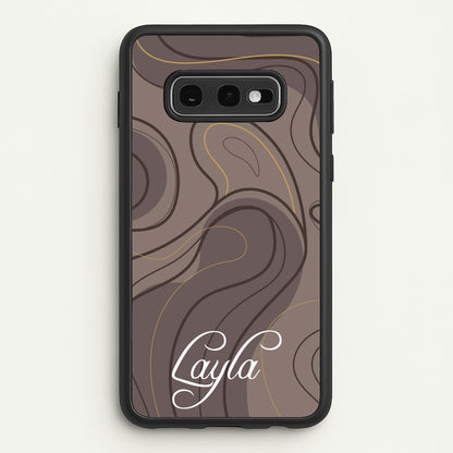 Brown Marble Waves Personalised Name  - Personalised Phone Case for Galaxy S10e