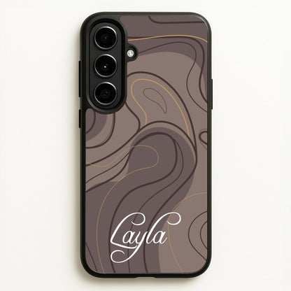 Brown Marble Waves Personalised Name  - Personalised Phone Case for Galaxy A56