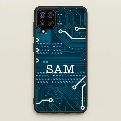 Blue Circuit Board Personalised Name  - Personalised Phone Case for Galaxy A12