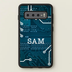 Blue Circuit Board Personalised Name  - Personalised Phone Case for Galaxy S10 Plus