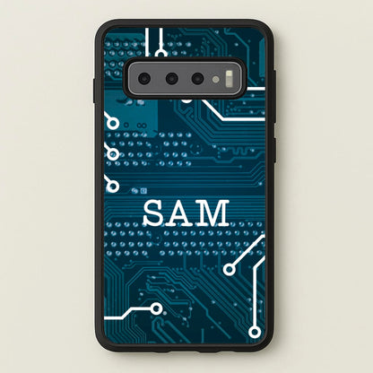 Blue Circuit Board Personalised Name  - Personalised Phone Case for Galaxy S10 Plus
