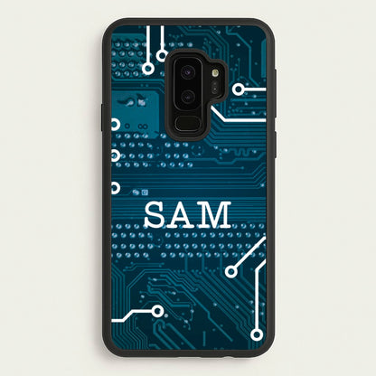 Blue Circuit Board Personalised Name  - Personalised Phone Case for Galaxy S9 Plus