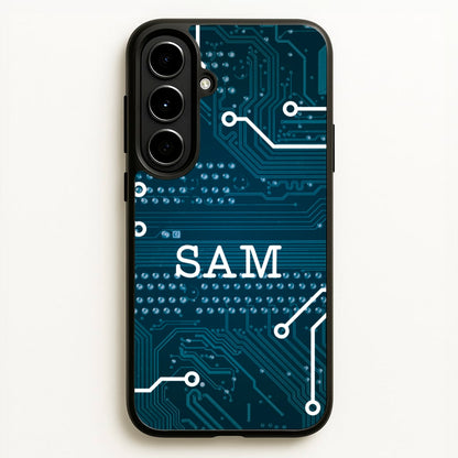 Blue Circuit Board Personalised Name  - Personalised Phone Case for Galaxy A56