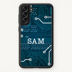 Blue Circuit Board Personalised Name  - Personalised Phone Case for Galaxy S22 Plus