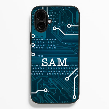 Blue Circuit Board Personalised Name Phone Case