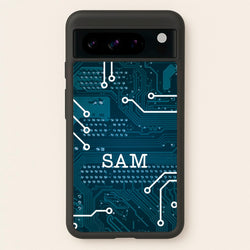 Blue Circuit Board Personalised Name  - Personalised Phone Case for Google Pixel 8 Pro
