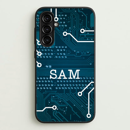 Blue Circuit Board Personalised Name  - Personalised Phone Case for Galaxy A16