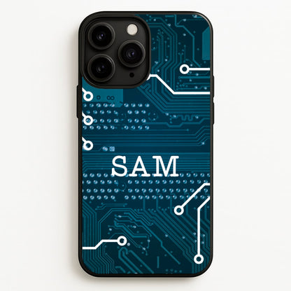 Blue Circuit Board Personalised Name  - Personalised Phone Case for iPhone 11 Pro Max