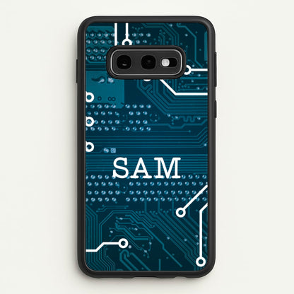 Blue Circuit Board Personalised Name  - Personalised Phone Case for Galaxy S10e