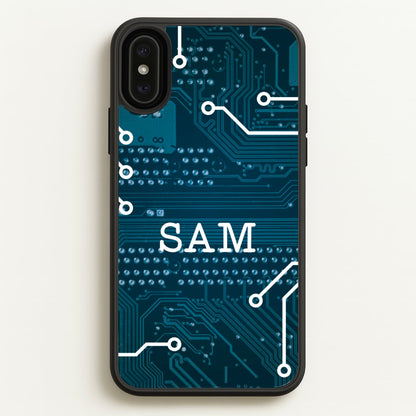 Blue Circuit Board Personalised Name  - Personalised Phone Case for iPhone XS Max