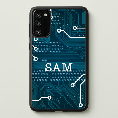 Blue Circuit Board Personalised Name  - Personalised Phone Case for Galaxy A41