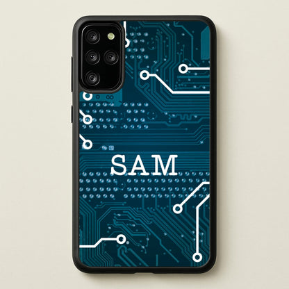 Blue Circuit Board Personalised Name  - Personalised Phone Case for Galaxy S20 Plus