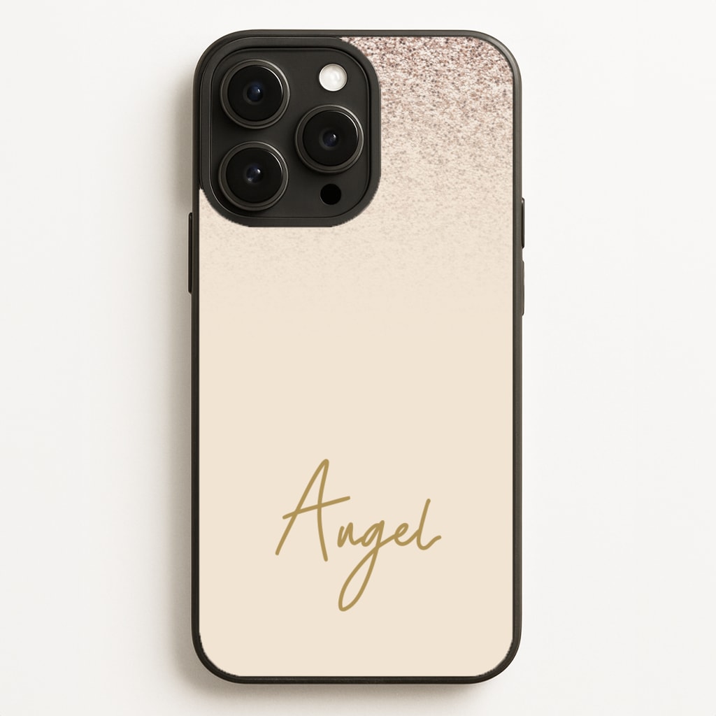 Peach Glitter Personalised Name  - Personalised Phone Case for iPhone 16 Pro Max