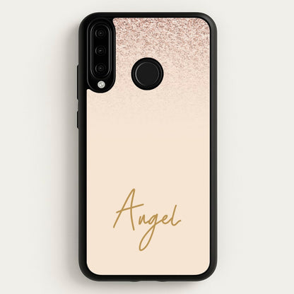 Peach Glitter Personalised Name  - Personalised Phone Case for Huawei P30 Lite