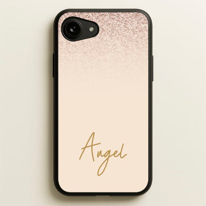 Peach Glitter Personalised Name  - Personalised Phone Case for iPhone 16e