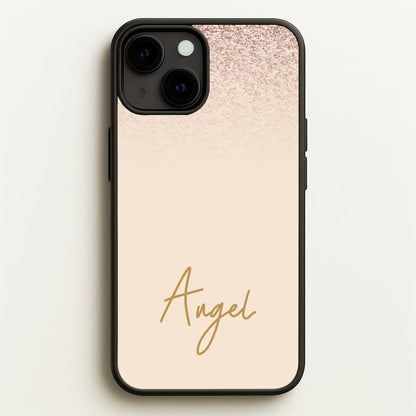 Peach Glitter Personalised Name  - Personalised Phone Case for iPhone 13 Mini