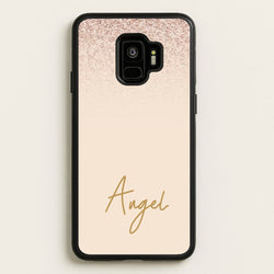 Peach Glitter Personalised Name  - Personalised Phone Case for Galaxy S9