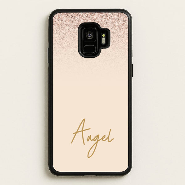 Peach Glitter Personalised Name  - Personalised Phone Case for Galaxy S9