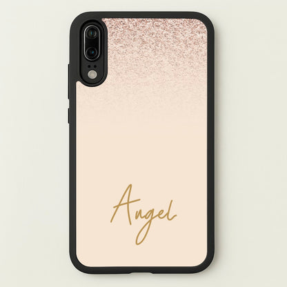 Peach Glitter Personalised Name  - Personalised Phone Case for Huawei P20