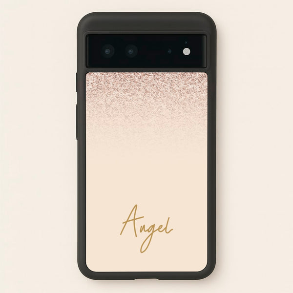 Peach Glitter Personalised Name  - Personalised Phone Case for Google Pixel 6