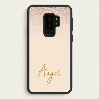 Peach Glitter Personalised Name  - Personalised Phone Case for Galaxy S9 Plus